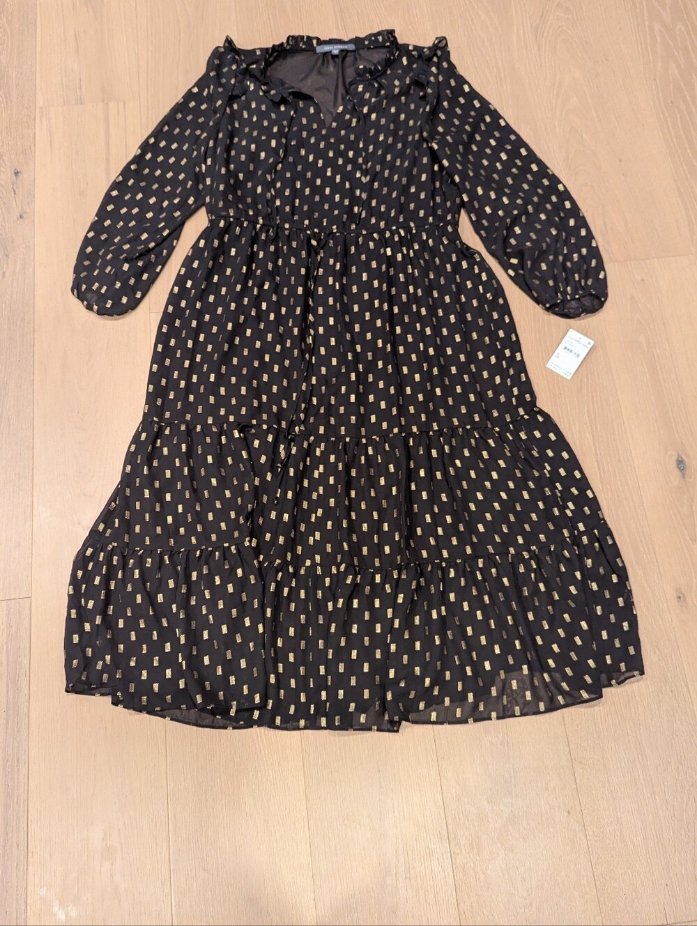 julia jordan Black Midi Dress with Gold Dot Print